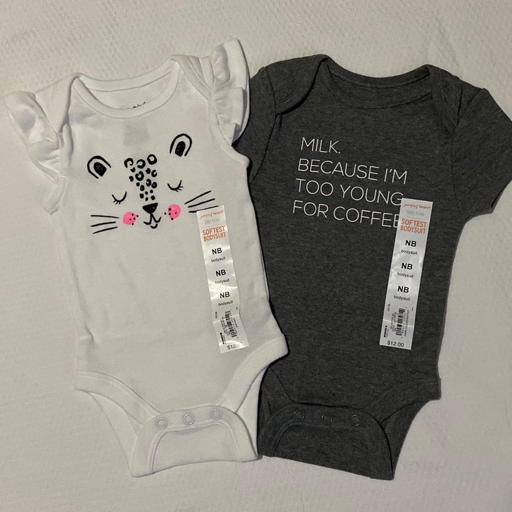 2 Baby “Milk””Glitter Tiger “ Bodysuits